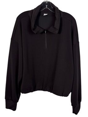 Ebb & Flow Athleisure Ashy Brown Scuba Fleece Quarter Zip Pullover Sweatshirt L